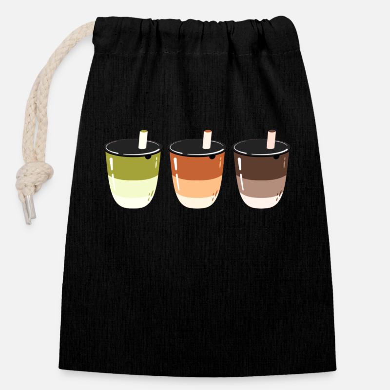 Bubble Tea- Getränk- Logo-Design - Verschließbarer Geschenkbeutel aus Baumwolle (14x20cm) - Schwarz