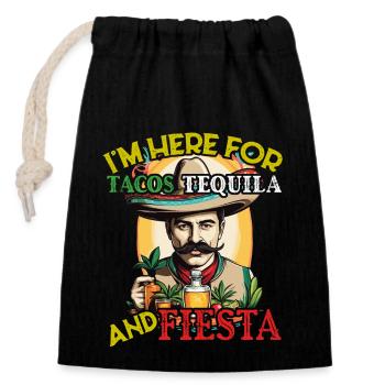 Tacos Tequila Fiesta Cinco De Mayo Lustiges Design - Verschließbarer Geschenkbeutel aus Baumwolle (14x20cm) - Schwarz - Vorne