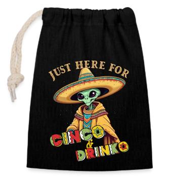 Funny Fiesta Alien Mexican Holiday - Closable cotton gift bag (14x20cm) - black - Front