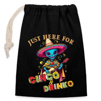 Fiesta Alien Spruch Lustiger Mexikanischer - Verschließbarer Geschenkbeutel aus Baumwolle (14x20cm) - Schwarz - Vorne
