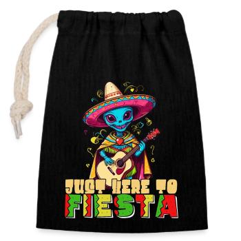 Funny Fiesta Alien Mexican Holiday - Closable cotton gift bag (14x20cm) - black - Front