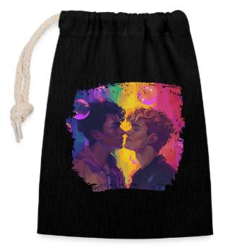 Boy meets Boy - Pride and Strong - LGBTQIA+ - Verschließbarer Geschenkbeutel aus Baumwolle (14x20cm) - Schwarz - Vorne