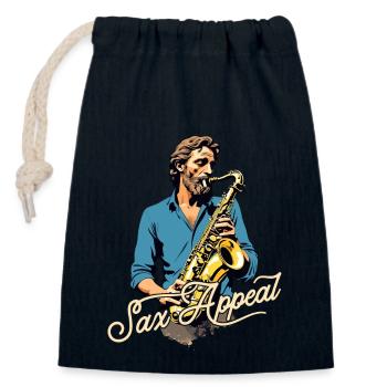 Conception de saxophone amusante pour les amateurs de musique jazz - Sac cadeau en coton avec cordon (14 x 20 cm) - bleu marine - Devant