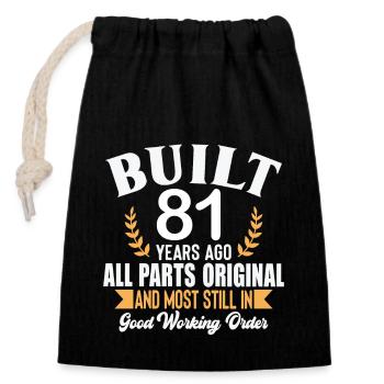 Baujahr vor 81 Jahren Alle Teile Original-Outfit 81st - Verschließbarer Geschenkbeutel aus Baumwolle (14x20cm) - Schwarz - Vorne