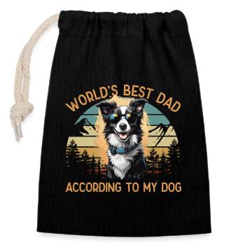 Meilleur chien du monde papa berger australien - Sac cadeau en coton avec cordon (14 x 20 cm) - noir - Devant