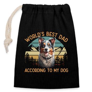 Meilleur chien du monde papa berger australien Love - Sac cadeau en coton avec cordon (14 x 20 cm) - noir - Devant
