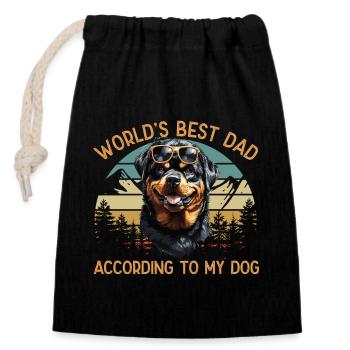 Meilleur chien du monde papa rottweiler motifs drôles - Sac cadeau en coton avec cordon (14 x 20 cm) - noir - Devant