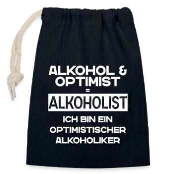 Optimistisch mit Alkohol lustige Mallorca Party - Verschließbarer Geschenkbeutel aus Baumwolle (14x20cm) - Navy - Vorne