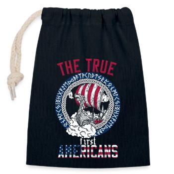 Amerikanischer Wikinger Nordische Wurzeln Boot - Verschließbarer Geschenkbeutel aus Baumwolle (14x20cm) - Navy - Vorne
