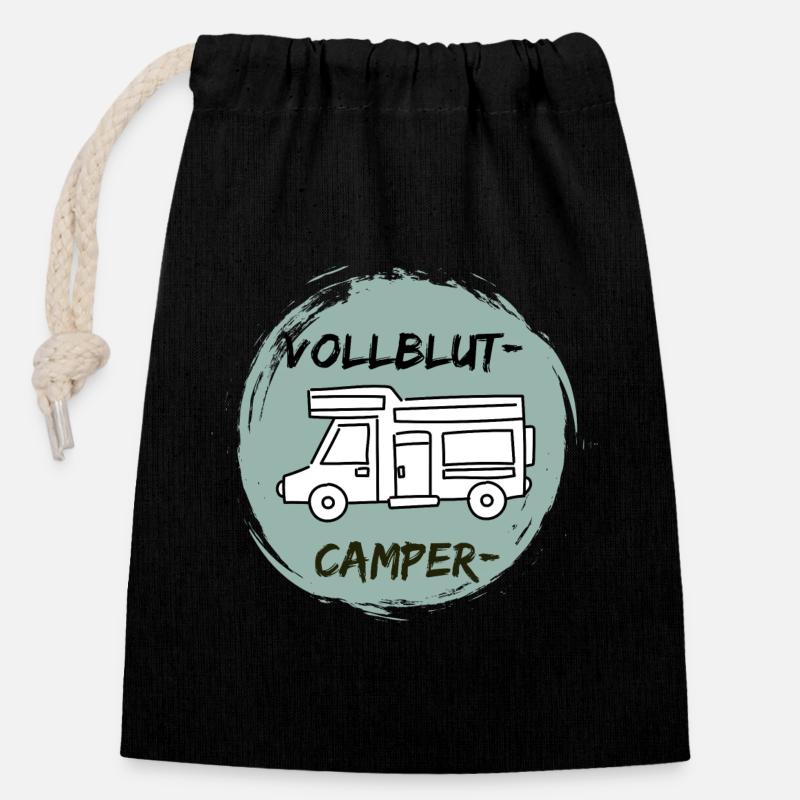 VollblutCamper-Wohnmobil - Verschließbarer Geschenkbeutel aus Baumwolle (14x20cm) - Schwarz