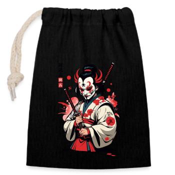 Oni Demons Masque Samouraï Culture démoniaque japonaise - Sac cadeau en coton avec cordon (14 x 20 cm) - noir - Devant