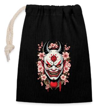 Oni Demons Masque Samouraï Culture démoniaque japonaise - Sac cadeau en coton avec cordon (14 x 20 cm) - noir - Devant