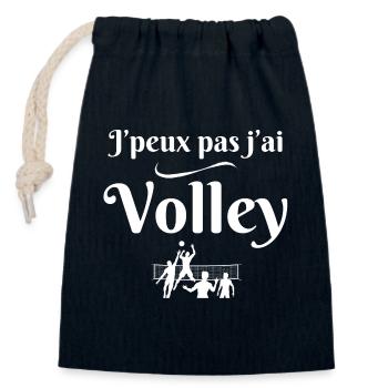 volley, volleyball, club de volley - Sac cadeau en coton avec cordon (14 x 20 cm) - bleu marine - Devant