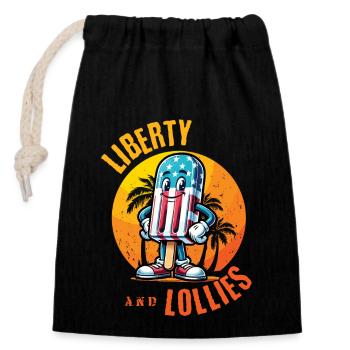 Liberty Et Suces Design Vintage Rétro - Sac cadeau en coton avec cordon (14 x 20 cm) - noir - Devant
