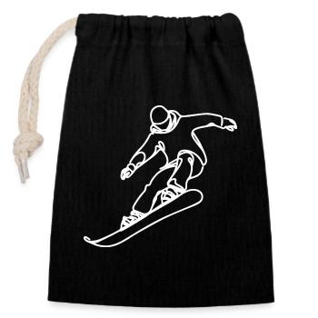 Snowboarder Zeichnung - Verschließbarer Geschenkbeutel aus Baumwolle (14x20cm) - Schwarz - Vorne