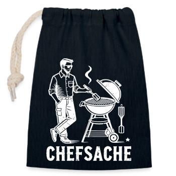 Grillen Chefsache - Verschließbarer Geschenkbeutel aus Baumwolle (14x20cm) - Navy - Vorne