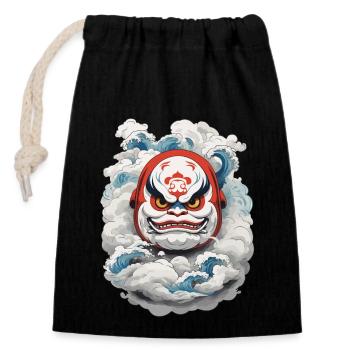 Japanese Daruma Aesthetic Yokai Vintage - Closable cotton gift bag (14x20cm) - black - Front