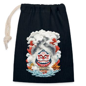Japanese Daruma Aesthetic Yokai Vintage - Closable cotton gift bag (14x20cm) - navy - Front