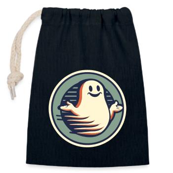 Funny Vintage Ghost Knows Nothing Halloween - Closable cotton gift bag (14x20cm) - navy - Front