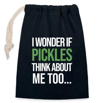 I Wonder If PICKLES Think About Me Too... - Closable cotton gift bag (14x20cm) - navy - Front