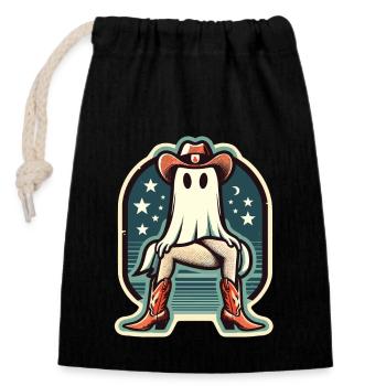 Funny Cow Girl Ghost Cowboy Boots Hat - Closable cotton gift bag (14x20cm) - black - Front