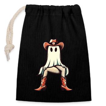 Funny Ghost Cowboy girl Boots Cowboy Hat - Closable cotton gift bag (14x20cm) - black - Front