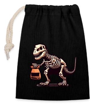 T-Rex Dinosaurier Süßes Oder Saures Halloween - Verschließbarer Geschenkbeutel aus Baumwolle (14x20cm) - Schwarz - Vorne