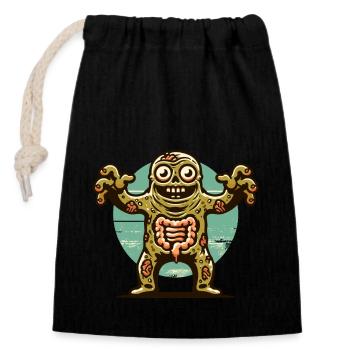 Halloween Costume Décoration Spooky Party Design - Sac cadeau en coton avec cordon (14 x 20 cm) - noir - Devant