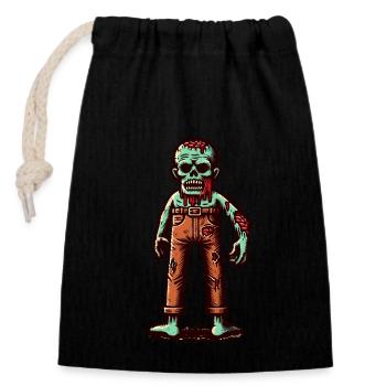 Costume d’Halloween de mort-vivant Creepy Party Design - Sac cadeau en coton avec cordon (14 x 20 cm) - noir - Devant
