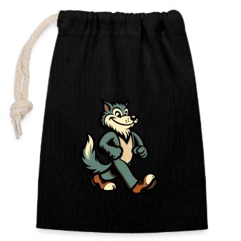 Rétro Vintage Style Halloween Loup-Garou Costume Décoration - Sac cadeau en coton avec cordon (14 x 20 cm) - noir - Devant