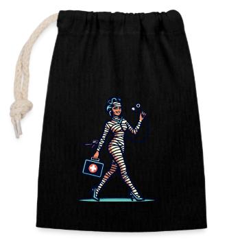 Nurse Mummy Caregiver Physician Assistant Style - Closable cotton gift bag (14x20cm) - black - Front