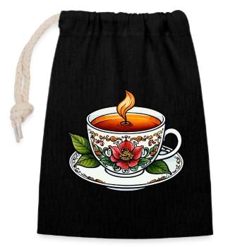 Tasse à thé Neo Traditionnel - Sac cadeau en coton avec cordon (14 x 20 cm) - noir - Devant