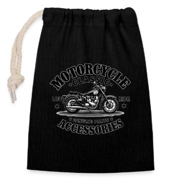 Vintage Motorcycle Emblem - Closable cotton gift bag (14x20cm) - black - Front
