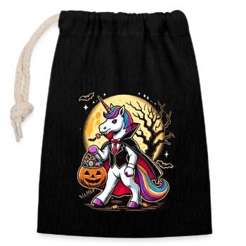Funny Vampire Unicorn Loves Candy - Closable cotton gift bag (14x20cm) - black - Front