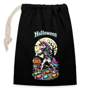 Drôle de licorne zombie aime les bonbons - Sac cadeau en coton avec cordon (14 x 20 cm) - noir - Devant