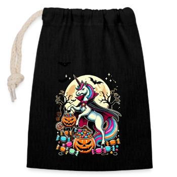 Funny Vampire Unicorn Loves Candy - Closable cotton gift bag (14x20cm) - black - Front