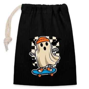 Skateboarding Skateboarder Ghost Halloween - Verschließbarer Geschenkbeutel aus Baumwolle (14x20cm) - Schwarz - Vorne