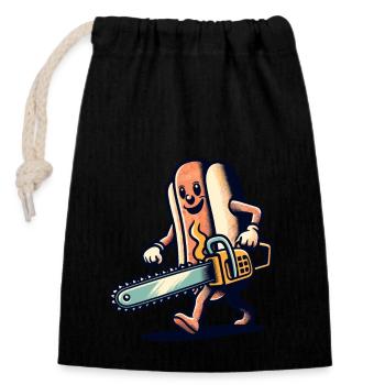Psycho Hotdog Delicious Halloween Design - Closable cotton gift bag (14x20cm) - black - Front