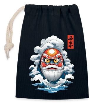 Japanese Daruma Aesthetic Vintage Yokai - Closable cotton gift bag (14x20cm) - navy - Front