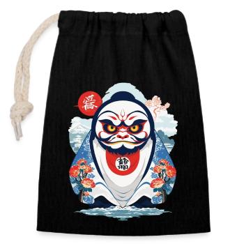 Japanese Daruma Aesthetic Yokai Vintage - Closable cotton gift bag (14x20cm) - black - Front