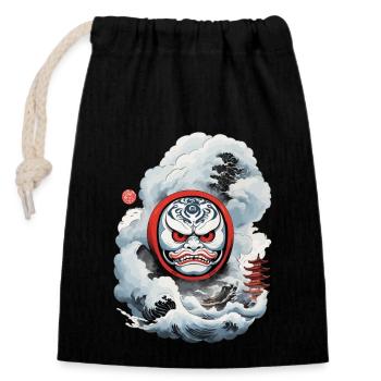 Japanese Daruma Aesthetic Yokai Streetwear - Closable cotton gift bag (14x20cm) - black - Front