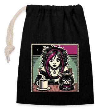 Pastel Goth Style Lover Goth - Closable cotton gift bag (14x20cm) - black - Front