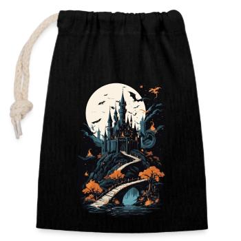 Spooky Haunted Castle Magical Haunted Castle - Closable cotton gift bag (14x20cm) - black - Front