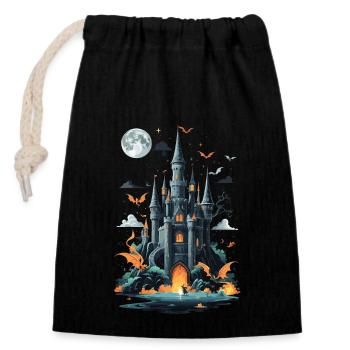 Spooky Haunted Castle Magical Haunted Castle - Closable cotton gift bag (14x20cm) - black - Front