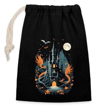 Spooky Haunted Castle Magical Haunted Castle - Closable cotton gift bag (14x20cm) - black - Front