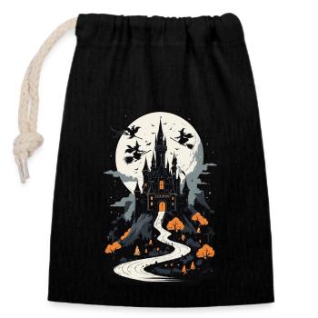 Spooky Haunted Castle Magical Haunted Castle - Closable cotton gift bag (14x20cm) - black - Front