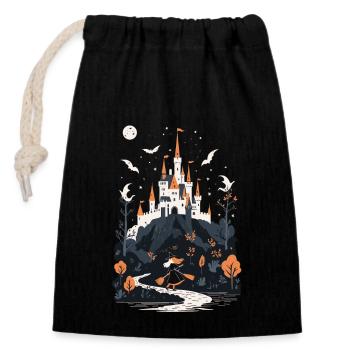 Spooky Haunted Castle Magical Haunted Castle - Closable cotton gift bag (14x20cm) - black - Front