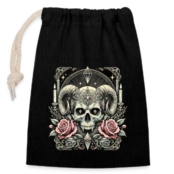 diy halPastel Goth Aesthetic Gloomy Skull Design - Closable cotton gift bag (14x20cm) - black - Front