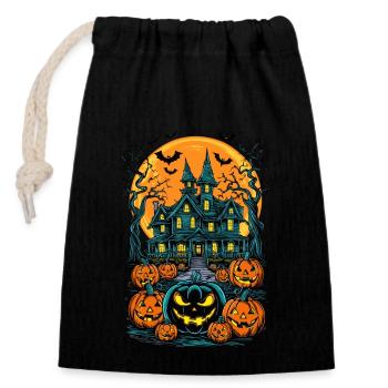 Spooky Haunted House Spooky Haunted Villa - Closable cotton gift bag (14x20cm) - black - Front