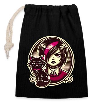 Pastel Goth Style Lover Goth - Closable cotton gift bag (14x20cm) - black - Front